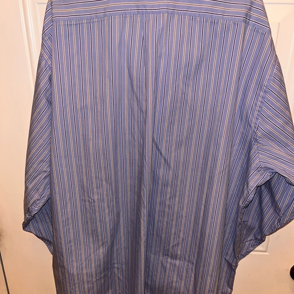 Arrow Fairfield pinpoint men’s big & tall blue striped dress shirt wrinkle free - Picture 3 of 3